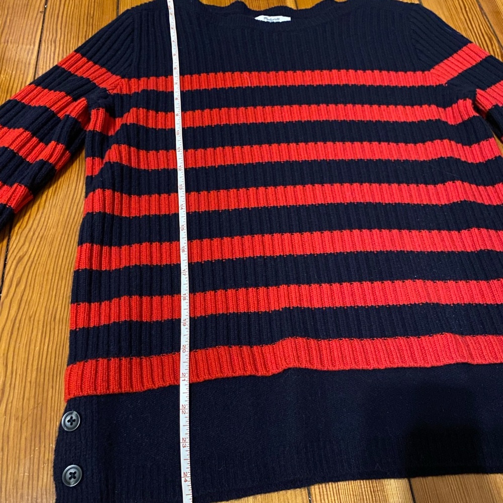Madewell | Navy and Red Striped Sweater. Size Medium. - Picture 2 of 9